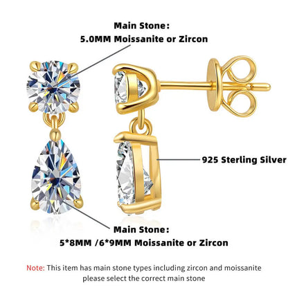 Boucles d'oreilles Taoyu en argent sterling 925 et moissanite 3 carats, pour femmes et hommes. Boucles d'oreilles pendantes en zircon, style minimaliste, bijou raffiné, diamant VVS1, cadeau idéal.