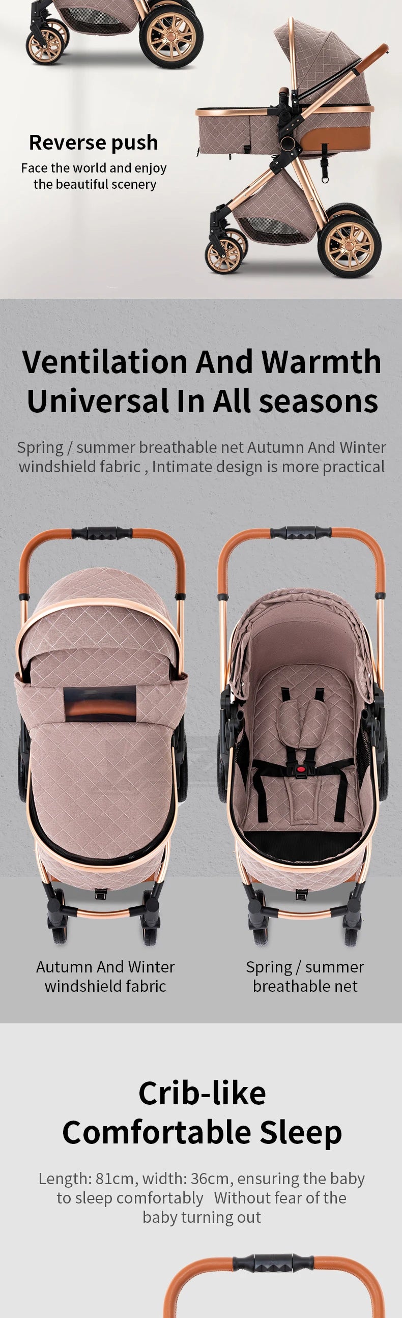 Newest Baby Stroller 3 in1 Multifunctional Stroller Easy Folding Travel Portable Baby Carriage Safety Seat EU Standard