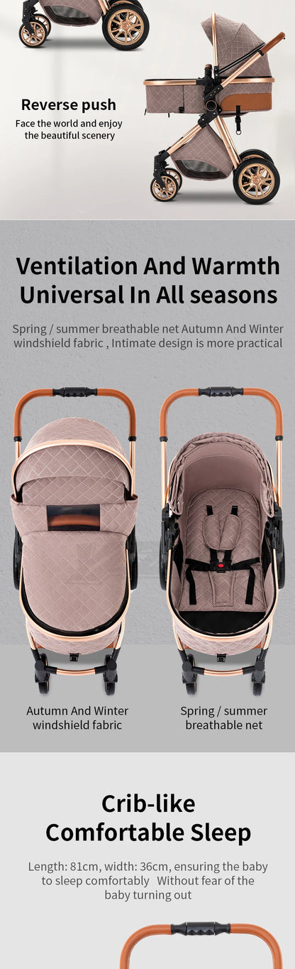 Newest Baby Stroller 3 in1 Multifunctional Stroller Easy Folding Travel Portable Baby Carriage Safety Seat EU Standard