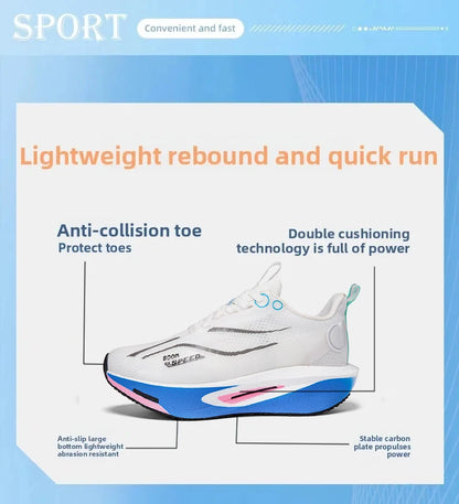 Unisex Carbon Board Running Shoes Professional Marathon Lightweight Bouncing Pad Breathable Ladies Stable Support Sports Shoes