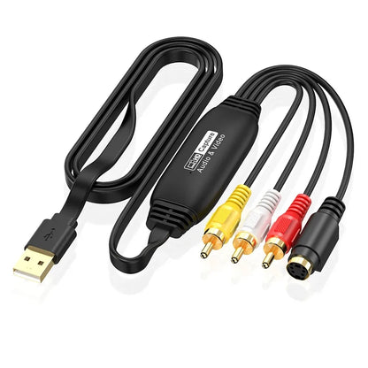 RCA AV To USB 2.0 Video Capture Card Old VHS TV DVD VCR to Digital Files Adapter for Laptop Desktop PC Support OBS