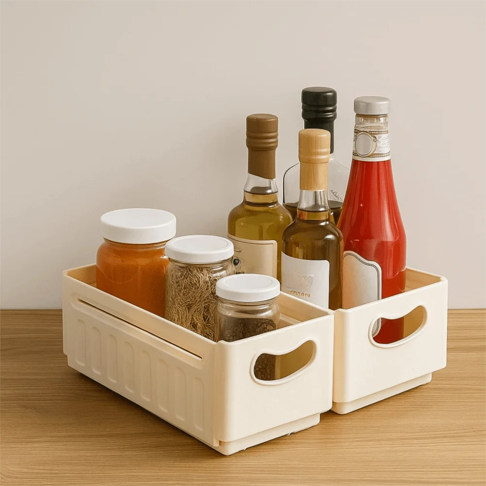 Plastic Expandable Storage Box Adjustable Stackable Retractable Storage Container Space Saving Large Capacity Drawer Storage Box