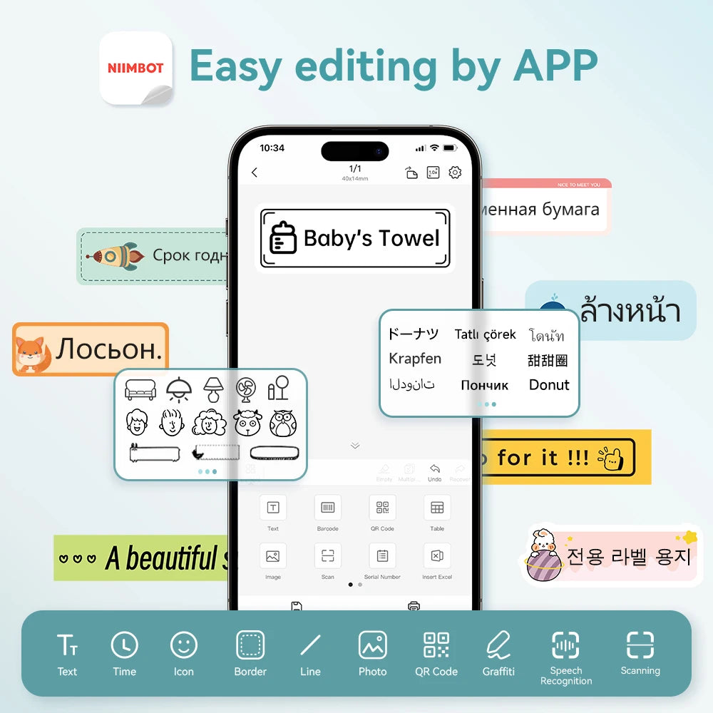 Niimbot D11 D110 D101 H1S Mini Thermal Printer Pocket Label Maker USB Bluetooth Label Stick Printer Inkless DIY Name Price Tag