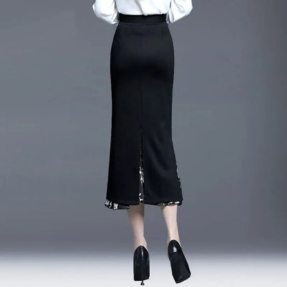 Jupe sirène mi-longue haute couture, collection printemps-automne.