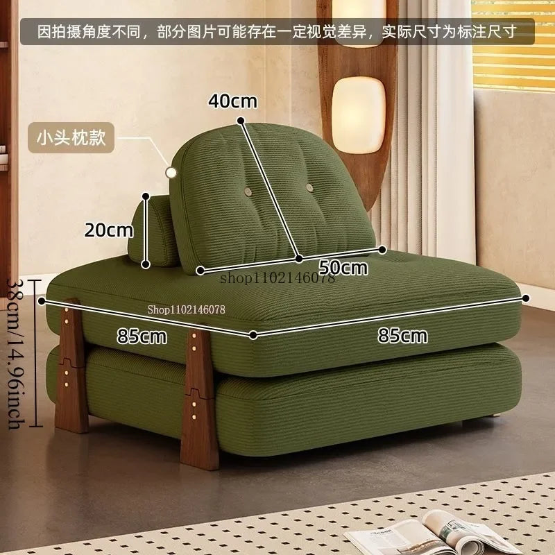 Nordic Home Lazy Sofa Small Apartment Fabric Sofas Living Room Tofu Block Module Combination Sofa Bed Dual-purpose Cream Tatami