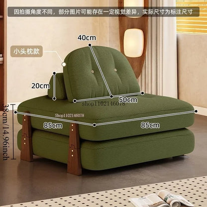 Nordic Home Lazy Sofa Small Apartment Fabric Sofas Living Room Tofu Block Module Combination Sofa Bed Dual-purpose Cream Tatami