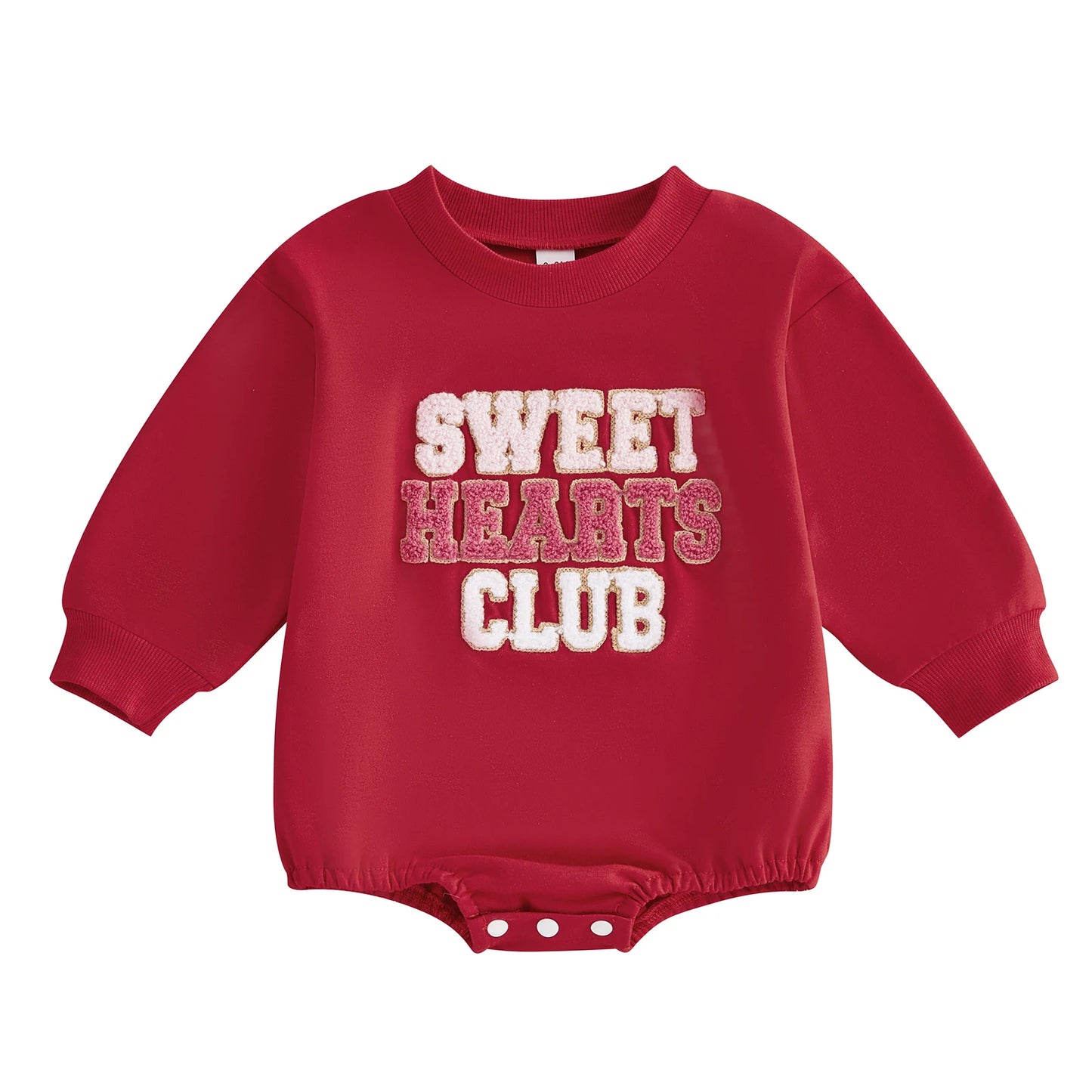 Newborn Baby Girl Boy Sweatshirt Romper Autumn Spring Letter Embroidered Long Sleeve Round Neck Jumpsuits for Valentine's Day