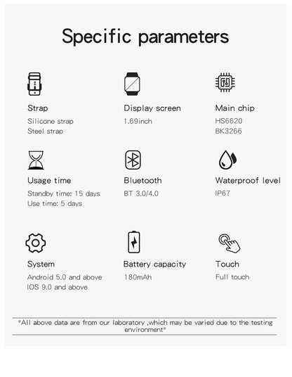 Smart Watch For Android IOS Watches 1.83inch HD Display Bluetooth Call Message Alert Music Sports Mode Smartwatch Men Women Gift