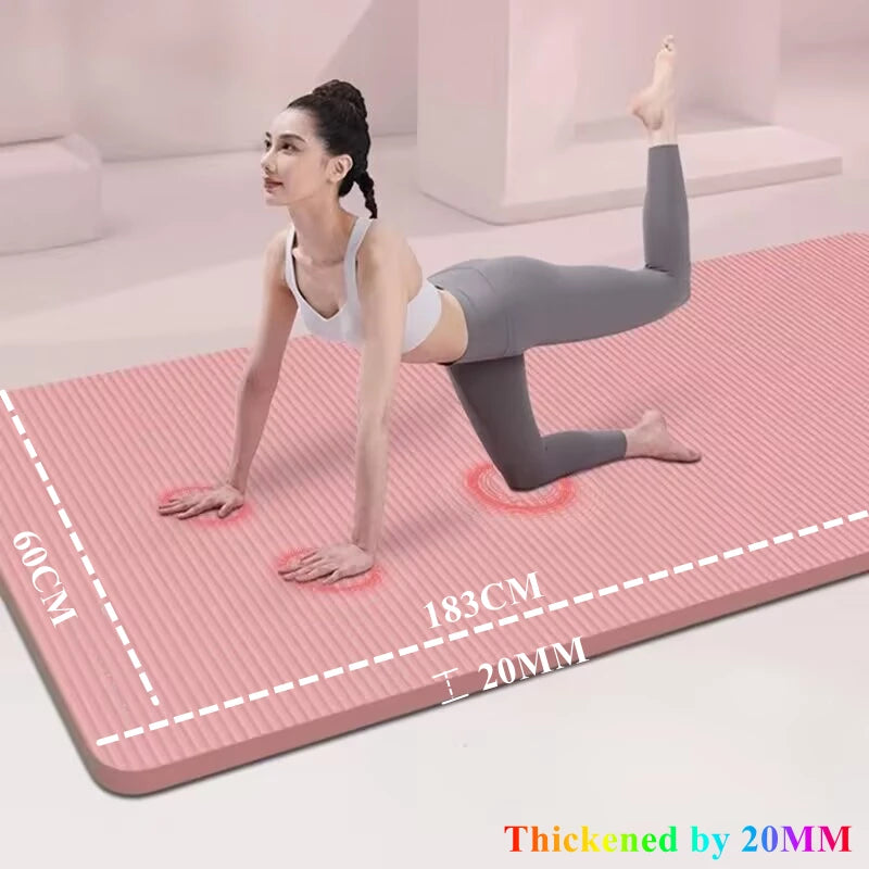 Tapis de yoga épais 183 x 60 cm, antidérapant, en mousse de 20 mm pour un confort optimal, idéal pour le yoga, le Pilates et la gymnastique.