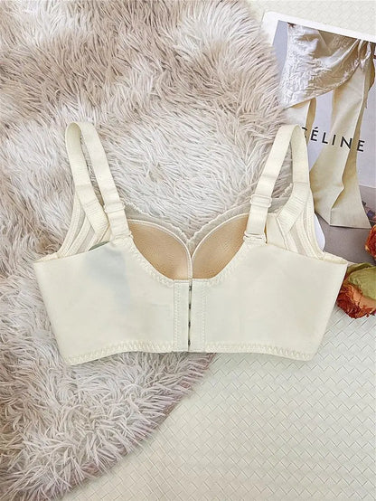 Victoria Style Lace Bra Large Chest Minimizer Ultra Thin Cup Wireless Comfort Push Up Sexy Lingerie Seamless No Underwire MOYISU