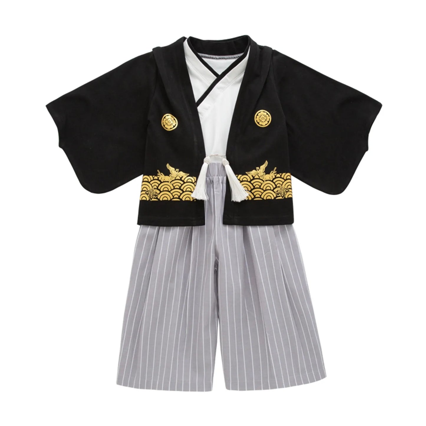 Ensemble kimono traditionnel Jinbei pour garçon, idéal pour les mariages, les remises de diplômes, la fête des cerises et la fête de l'automne. Tenue d'hiver pour garçon.