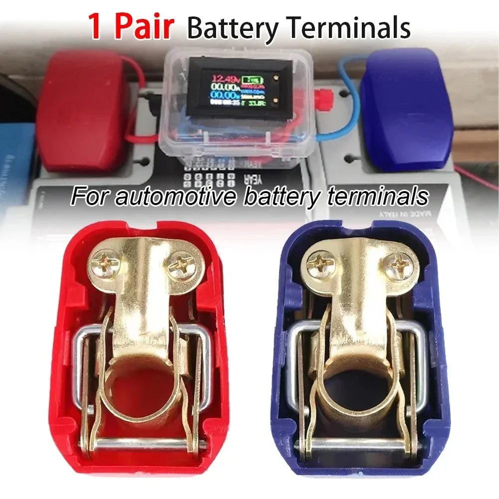 1 Pair Car Battery Terminal Connectors, Battery Quick Release Connectors Positive & Negative Quick Release Clamps Top Post Clips