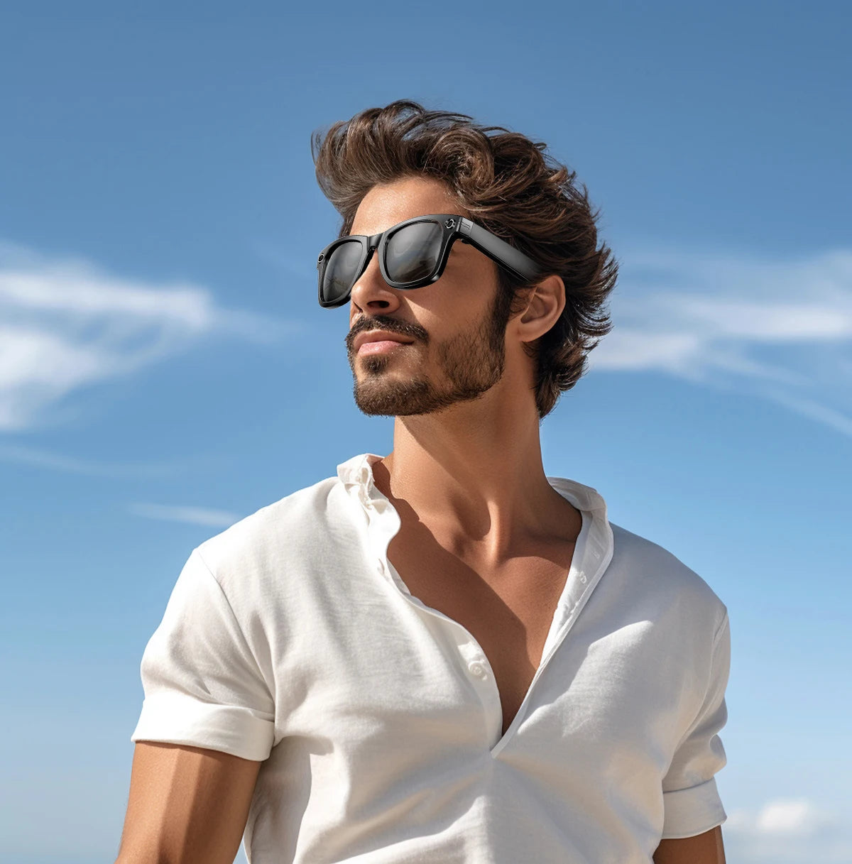 Nouvelles lunettes de soleil intelligentes : 8 millions de pixels, enregistrement vidéo, reconnaissance photo par IA, traduction des réponses, batterie 290 mAh, Bluetooth.