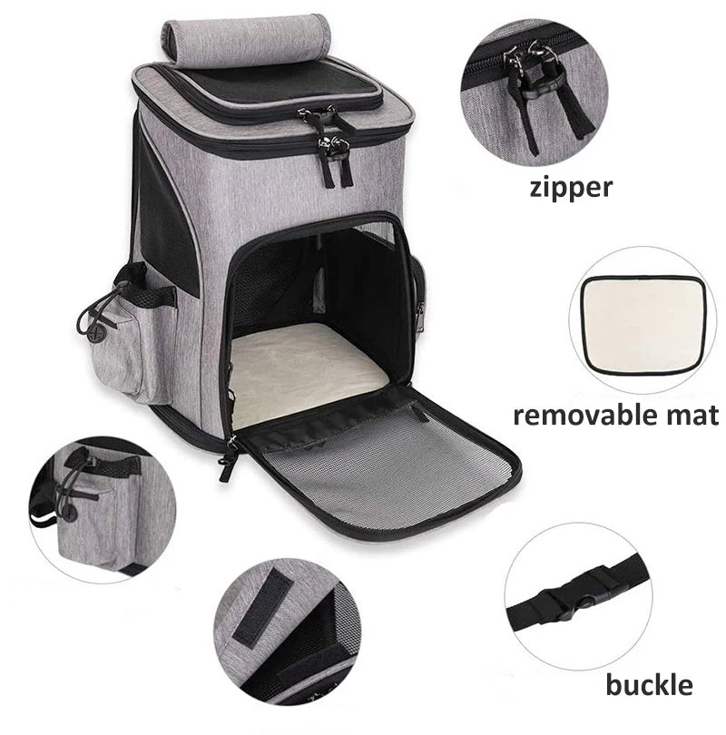 Pet Supplies Out Puppy Backpack Expandable Pet Bag Large Capacity Breathable Portable Cat Backpack Foldable Dog Bag