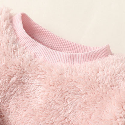 0-3Years Baby Girl Clothes Set Cute Bear O-neck Long Sleeve Top+Thick Pants Autumn&Winter Warm Clothing Outfit for Toddler Girl