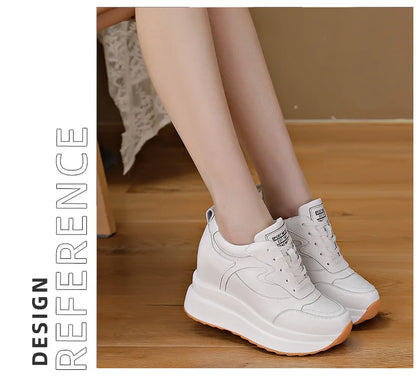 Fujin 10cm 4 inch Platform Wedge Sneakers Chunky Shoes Genuine Leather for Women Summer Shoes Autumn Walking Sneakers Fashion