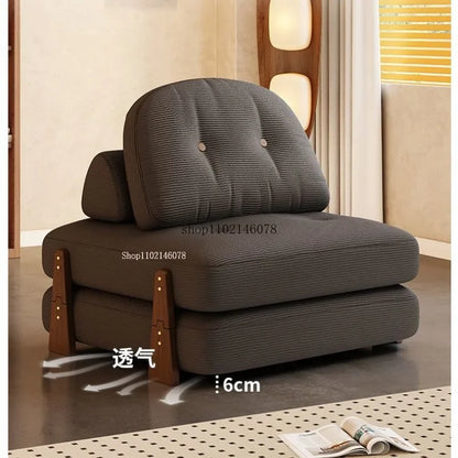 Nordic Home Lazy Sofa Small Apartment Fabric Sofas Living Room Tofu Block Module Combination Sofa Bed Dual-purpose Cream Tatami