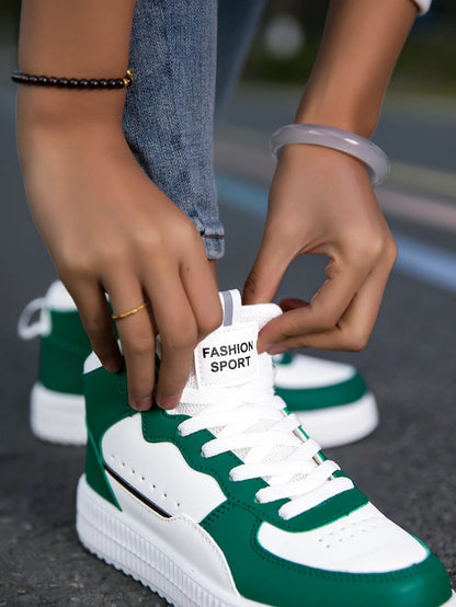 HKDQ Blue High Top Sneakers Unisex Non Slip Platform Men's Skate Shoes Spring Autumn Casual Leather Skateboard Shoes For Women