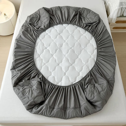 Waterproof Throw Mattress Cover Bed Fitted Sheet Mattress Bedspread Protector Pads Single/Double/King/Queen Full Size Gray/White