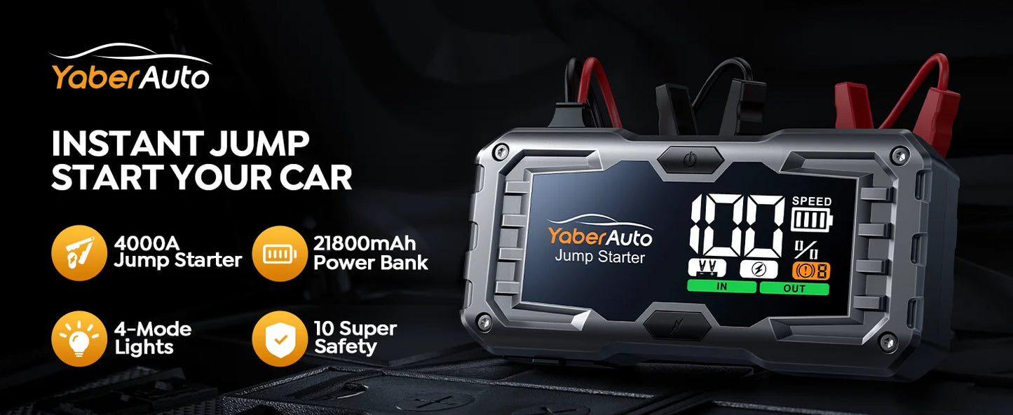 Yaber 4000A Car Jump Starter Power Bank Portable Car Battery Emergency Boosters Starting Device Car Starter 2025
