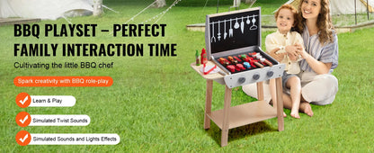 SucceBuy Cuisine de simulation Barbecue Ensemble de jeu de grill en bois, jouet Montessori pour enfants, cadeau pour filles