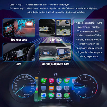 12.3''  Instrument Paneel Cockpit For  Benz C GLC S205 W205 V205 117 X253 2015-2018 Ntg5.0 4.5 5.5Auto Digital Dashboard Cluster