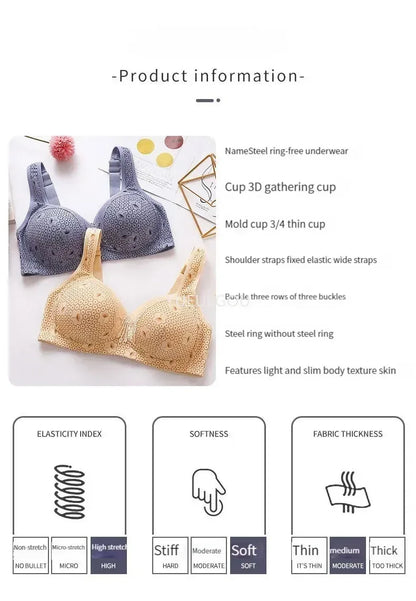 Plus Size Push Up Bra for Women - Adjustable Straps Lace Trim, Full Coverage Comfortable Support Underwire Bra for Big Bust