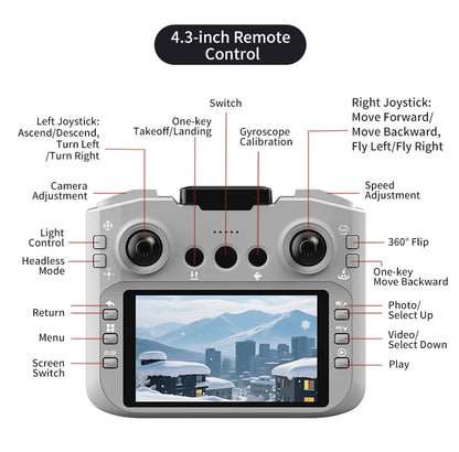 H137 PRO RC Drone 4K Professional HD Aerial 180° Dual Camera Photography Brushless Screen Remote Control Aircraft Quadcopter Toy