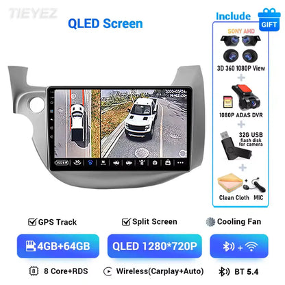 Android 15 Car Radio For Honda Fit Jazz 2008-2013 2din Android 12 Carplay Multimidia Video Player Navigation GPS Head Unit