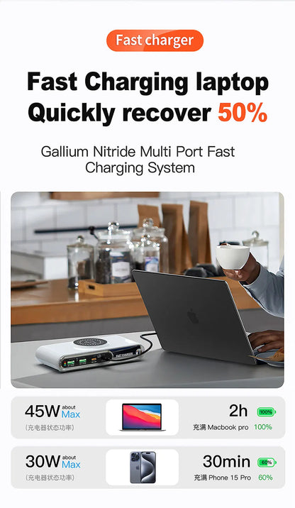 New 72W Multifunction Charger Wireless Charger 4-Port PD+QC USB Type-C Quick Charger Home Travel Office Convenient For Phone