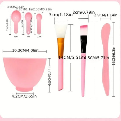 7PCS Face Mask Mixing Bowl Set DIY Facemask Mixing Tool with Silicone Facial Mask Bowl Makeup Brushes Spatula Beauty Skin Care