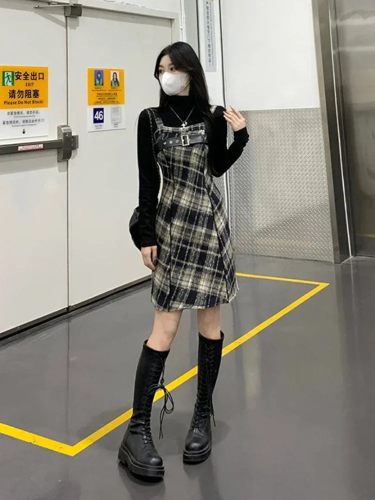 French Vintage Casual 2 Piece Dress Set Women Slim Bodycon Blouse + Office Lady Elegant Sweet Mini Dress Korean 2024 Autumn