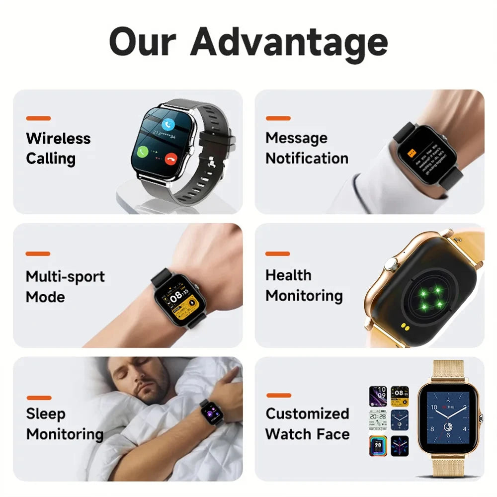 Smart Watch For Android IOS Watches 1.83inch HD Display Bluetooth Call Message Alert Music Sports Mode Smartwatch Men Women Gift