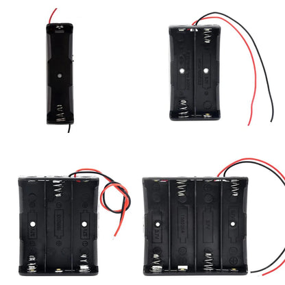 1 2 3 4 Slot DIY Batteries Clip Holder Container Plastic 18650 Holder Box with Wire Lead Black for 18650 3.7V Battery
