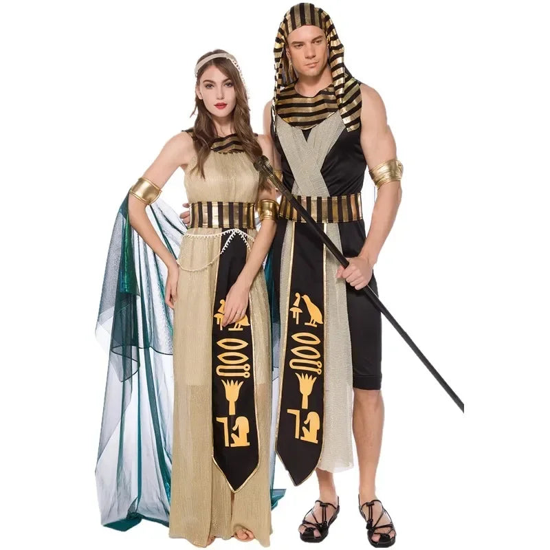 Robe Cosplay pour Couple, Costume de fête de carnaval antique égyptien, paon cléopatra, Halloween, médiéval, King, Queen, déesse