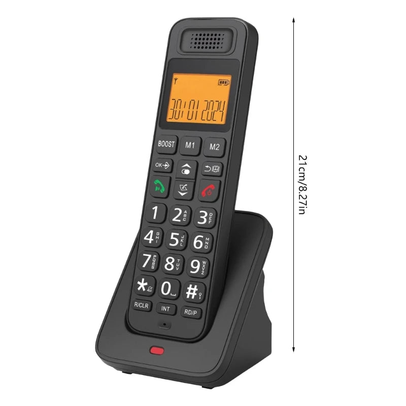 D1018 Digital Cordless Phone Large LED Display Telephone for Home Offices with Caller Display Handsfree Low Radiation