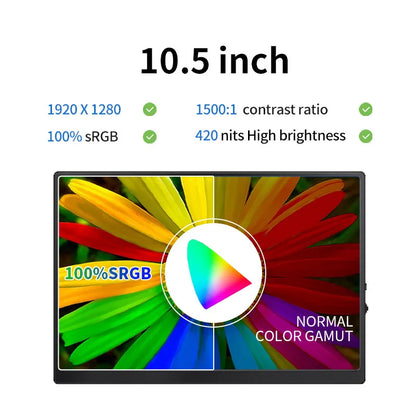 10.5 Inch CCTV Security Monitor 15:10 TFT LCD Screen 1920*1280 FHD Small TV Computer Display for PC CCTV With HDM VGA Interface