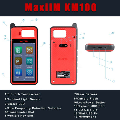 Autel MaxiIM KM100 Key Fob Programming Immobilizer Tool 2PCS Autel IKEY 60s Key Generation IMMO Key Learning on 99% Car KM100X