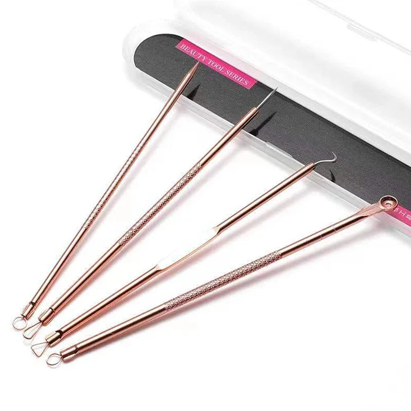 4Pcs Blackhead Removal Needles Black Dots Cleaner Stainless Steel Spot Extractor Acne Treatment Needle Face Clean Care Tool