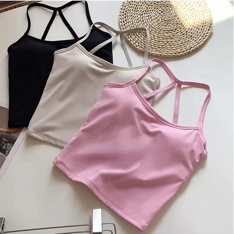 Women's Yoga Sports Fitness Vest, Pilates Running Bra, Thin Belt, Professional Training Underwear, Chest Mat, Fitness Gear