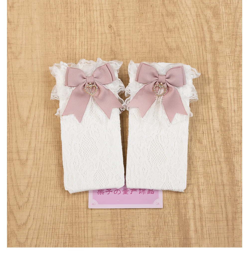 JK Lolita Lace Stockings Bow Knot Sweet Socks Female Long Stocking Teen Uniform Calf Socks Student Cute JK Socks