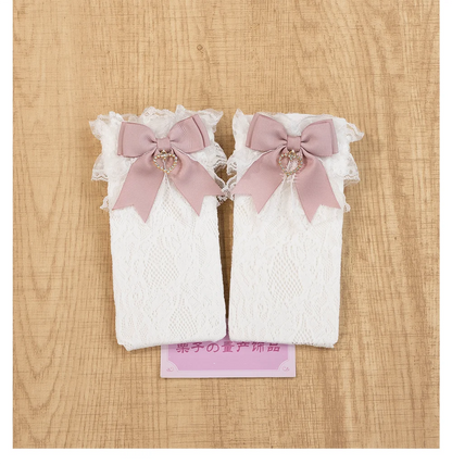 JK Lolita Lace Stockings Bow Knot Sweet Socks Female Long Stocking Teen Uniform Calf Socks Student Cute JK Socks
