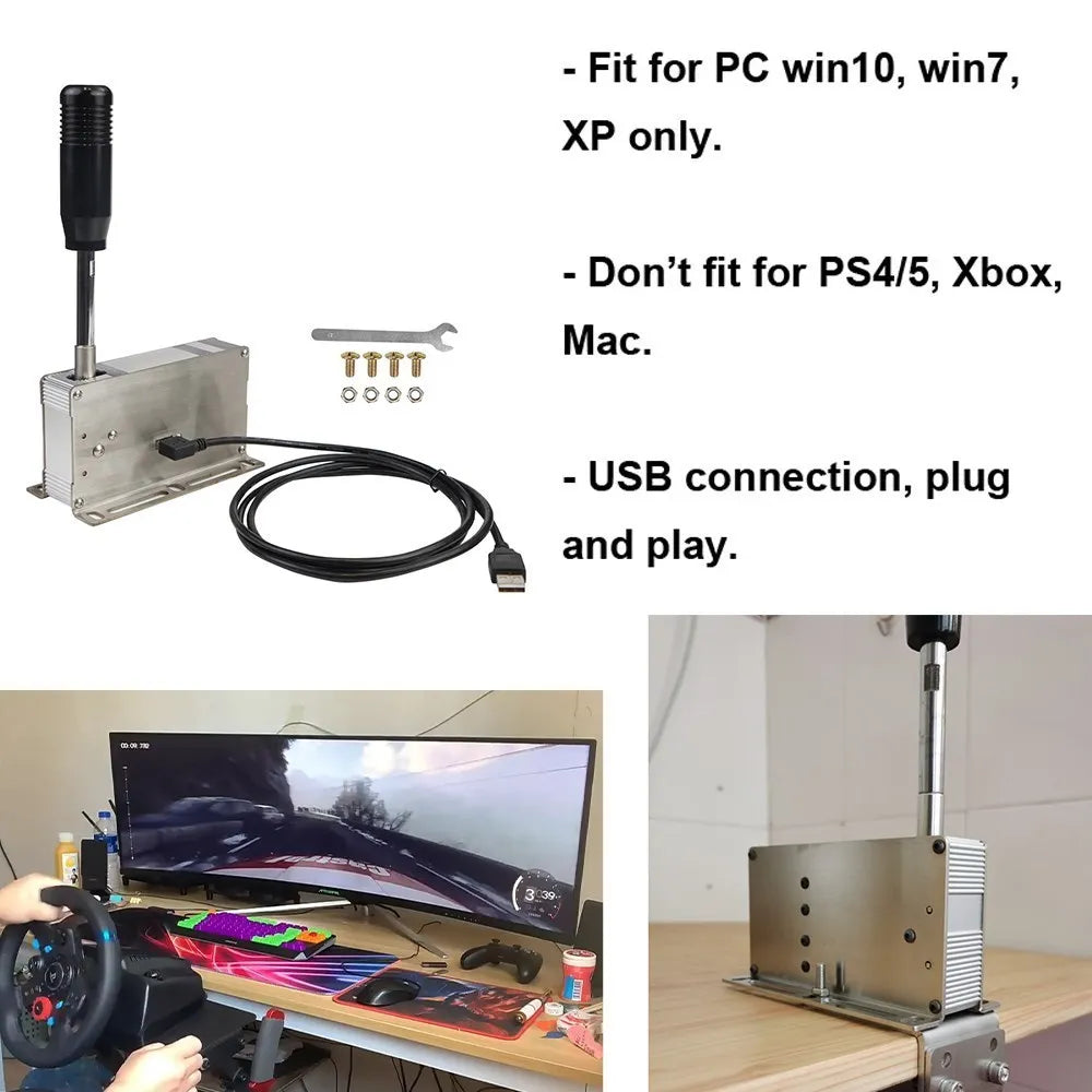 Levier de vitesses séquentiel USB pour jeux de course PC, compatible avec GT T500 et ETS2/Logitech G920 G923 G25 G27 G29 Thrustmaster T300RS