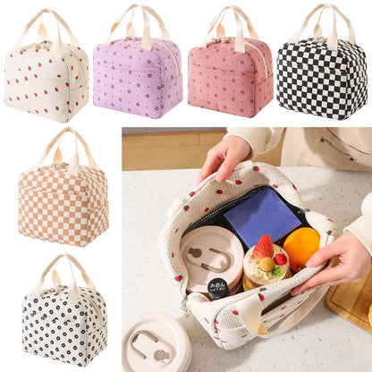 Fancy corduroy lunch bag Student office lunch box Thermal insulation bag Waterproof portable portable cute meal bag ice bagA-DH