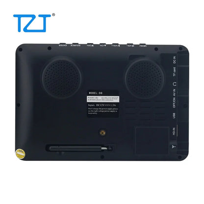 Téléviseur portable TZT LEADSTAR D8 8 pouces, compatible ATSC, DVB-T2 et ISDB-T, prend en charge la vidéo 1080p.