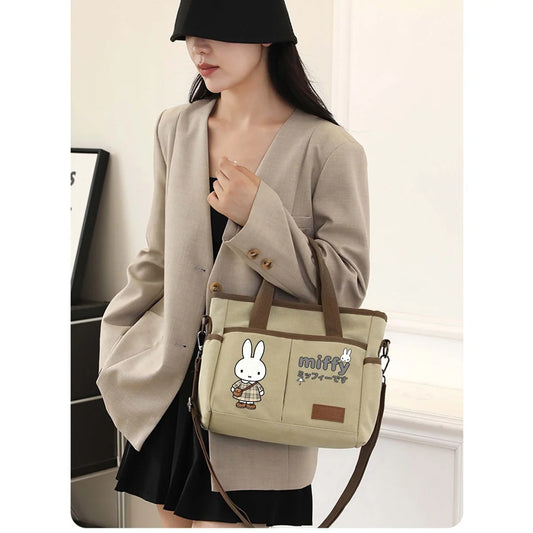 Sac cabas Miffy, nouvelle version coréenne grande capacité, sac bandoulière décontracté et simple pour les trajets quotidiens, sac de voyage tendance, polyvalent et léger
