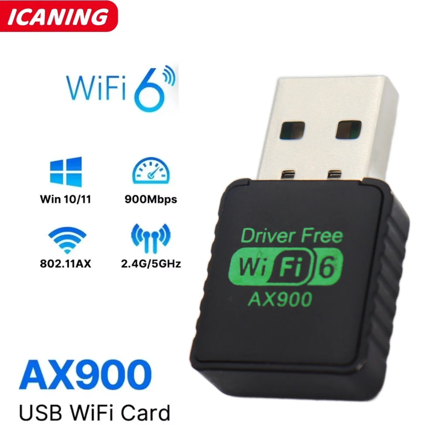 AX900 WIFI 6 Adapter USB Network Card 2.4G&5GHz Dual Band Signal Reception Dongle For Laptop Driver Free Wireless Wlan Receiver
