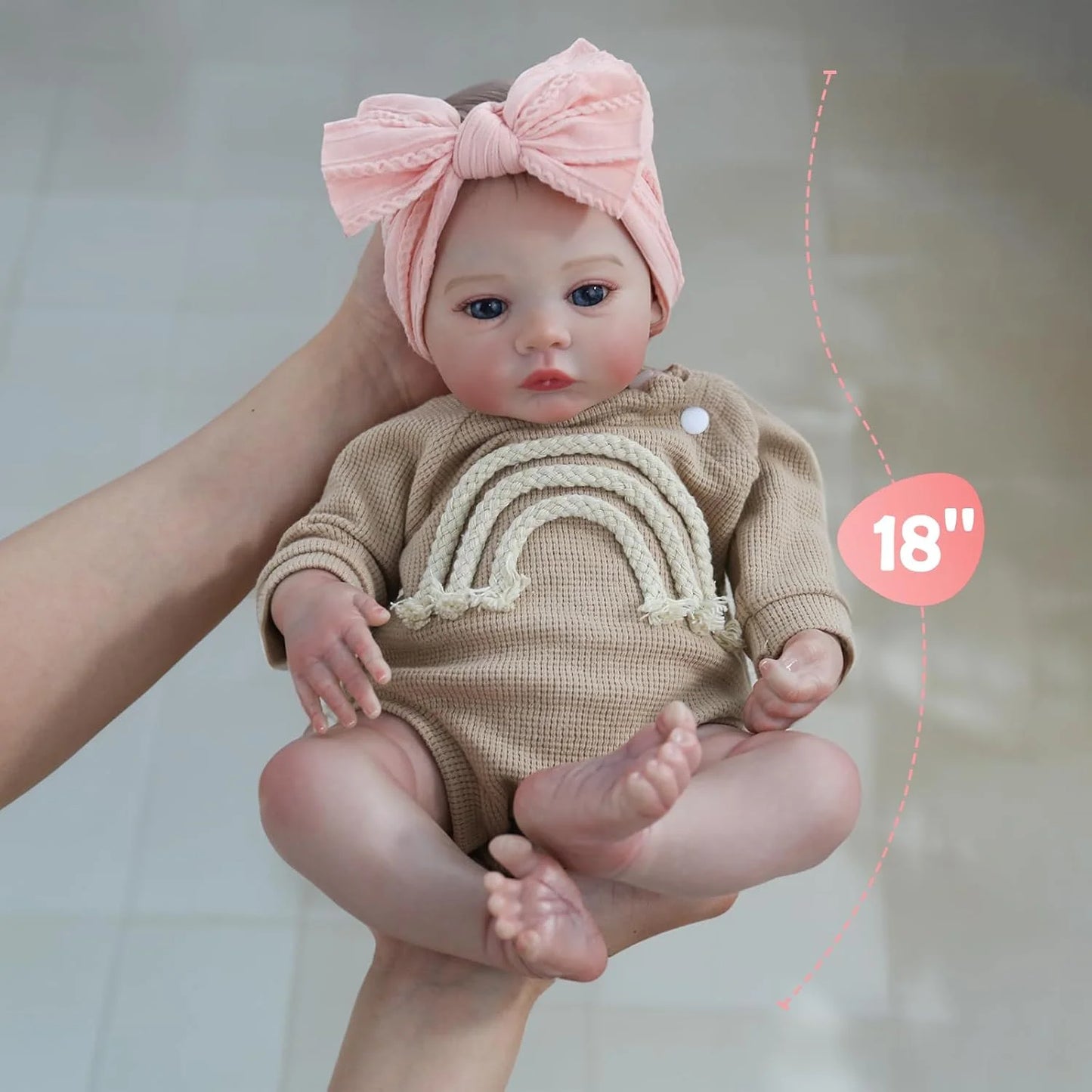 NPK 18inch Meadow Full Vinyl Body Reborn Baby Doll Handmade 3D Skin Visible Veins Collectible Art Doll Ideal Christmas Gift