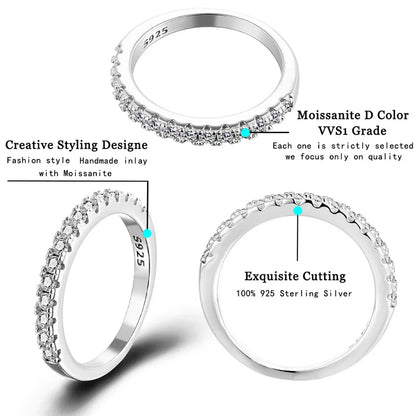 ALIZERO 1.5mm D Color Moissanite Ring with GRA 925 Sterling Sliver Plated 18k White Gold Wedding Rings for Women Fine Jewelry