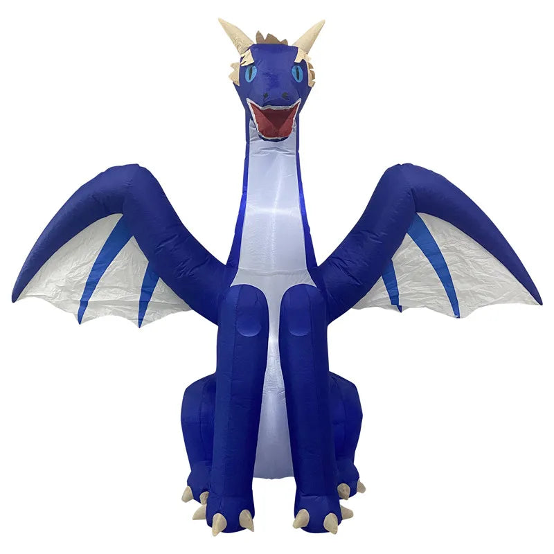 Décoration gonflable dragon de 2,4 m pour Halloween, avec lumière LED. Grande décoration extérieure de Noël, ornement gonflable pour les fêtes et les jardins.